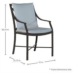 Monaco French Country Blue Sunbrella Outdoor Dining Arm Chair|