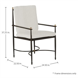 Roma Bali Pearl Upholstered Slate Grey Aluminum Outdoor Dining Arm Chair|