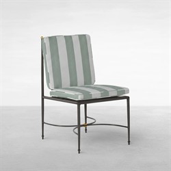 Roma Cabana Mist Stripe Sunbrella Slate Grey Aluminum Outdoor Dining Chair|
