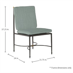 Roma Cast Mist Sunbrella Slate Grey Aluminum Outdoor Dining Chair|