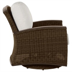 Astoria Cream Upholstered Brown Aluminum Wicker Outdoor Lounge Chair|