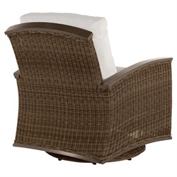 Astoria Cream Upholstered Brown Aluminum Wicker Outdoor Lounge Chair|