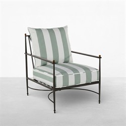 Roma Cabana Mist Stripe Sunbrella Slate Grey Aluminum Outdoor Lounge Chair|