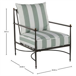 Roma Cabana Mist Stripe Sunbrella Slate Grey Aluminum Outdoor Lounge Chair|