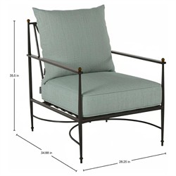 Roma Cast Mist Sunbrella Slate Grey Aluminum Outdoor Lounge Chair|