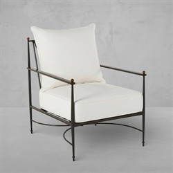 Roma Bali Pearl Upholstered Slate Grey Aluminum Outdoor Lounge Chair|