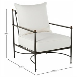 Roma Bali Pearl Upholstered Slate Grey Aluminum Outdoor Lounge Chair|