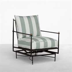 Roma Cabana Mist Stripe Sunbrella Slate Grey Aluminum Outdoor Spring Lounge Chair|