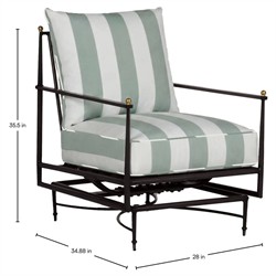Roma Cabana Mist Stripe Sunbrella Slate Grey Aluminum Outdoor Spring Lounge Chair|