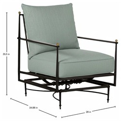 Roma Cast Mist Sunbrella Slate Grey Aluminum Outdoor Spring Lounge Chair|