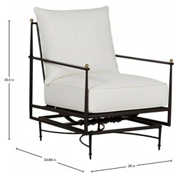 Roma Bali Pearl Upholstered Slate Grey Aluminum Outdoor Spring Lounge Chair|