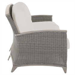 Astoria Cream Upholstered Oyster Aluminum Wicker Outdoor Sofa - 85"|