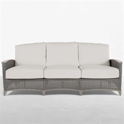 Astoria Cream Upholstered Oyster Aluminum Wicker Outdoor Sofa - 85"|