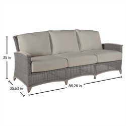 Astoria Grey Sunbrella Oyster Aluminum Wicker Outdoor Sofa - 85"|