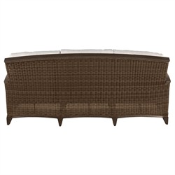 Astoria Cream Upholstered Brown Aluminum Wicker Outdoor Sofa - 85"|