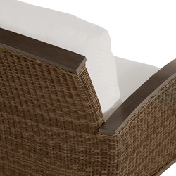Astoria Cream Upholstered Brown Aluminum Wicker Outdoor Sofa - 85"|