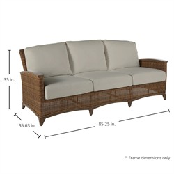 Astoria Grey Sunbrella Brown Aluminum Wicker Outdoor Sofa - 85"|