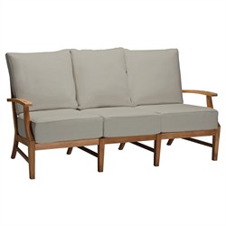Croquet Coastal Beach Grey Sunbrella Natural Teak Outdoor Sofa - 76"|