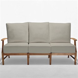 Croquet Coastal Beach Grey Sunbrella Natural Teak Outdoor Sofa - 76"|