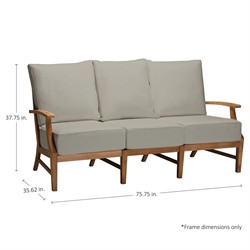 Croquet Coastal Beach Grey Sunbrella Natural Teak Outdoor Sofa - 76"|