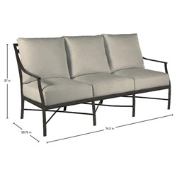 Monaco French Country Grey Sunbrella Outdoor Sofa - 75"|