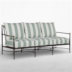 Roma Cabana Mist Stripe Sunbrella Slate Grey Aluminum Outdoor Sofa - 77"|
