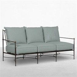 Roma Cast Mist Sunbrella Slate Grey Aluminum Outdoor Sofa - 77"|
