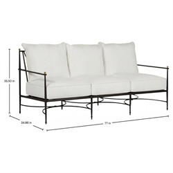 Roma Bali Pearl Upholstered Slate Grey Aluminum Outdoor Sofa - 77"|