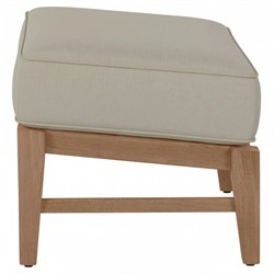 Croquet Coastal Grey Sunbrella Natural Teak Outdoor Ottoman|