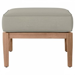 Croquet Coastal Grey Sunbrella Natural Teak Outdoor Ottoman|