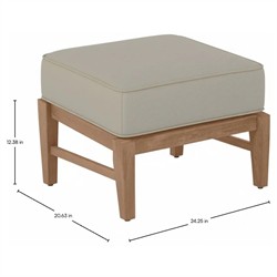 Croquet Coastal Grey Sunbrella Natural Teak Outdoor Ottoman|