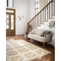 Sheena Updated Traditional Cream Wool Floral Patterned Rug - 5'x7'6"|