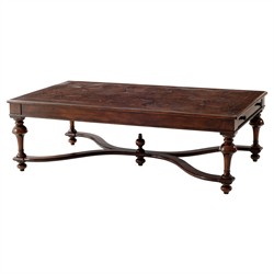 Lyon Updated Traditional Brown Wood Rectangular Storage Coffee Table|
