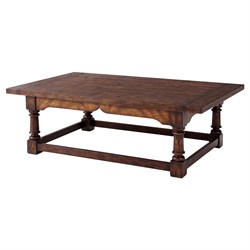 Agustin Updated Traditional Brown Oak Rectangular Coffee Table|
