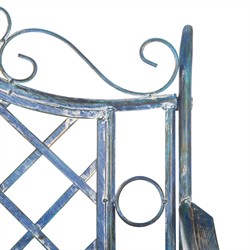 Anise French Country Antique Blue Iron Outdoor Garden Bench|