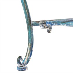 Anise French Country Antique Blue Iron Outdoor Garden Bench|