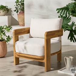 Thiago Modern Classic Natural Teak Wood Outdoor Arm Chair|