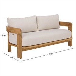 Thiago Modern Classic Natural Teak Wood Outdoor Sofa - 70"|