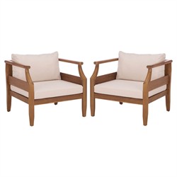 Alba Rustic Lodge Brown Teak Outdoor Arm Chair - Set of 2|