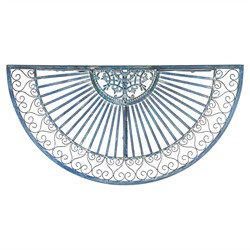 Alessia French Country Antique Blue Iron Demilune Outdoor Console Table|