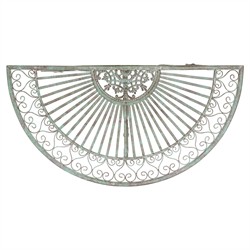 Alessia French Country Antique Green Iron Demilune Outdoor Console Table|