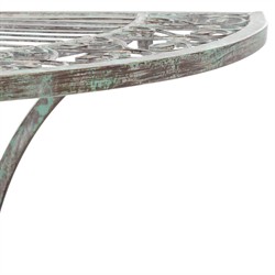 Alessia French Country Antique Green Iron Demilune Outdoor Console Table|