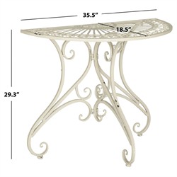 Alessia French Country Antique White Iron Demilune Outdoor Console Table|