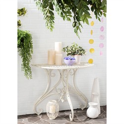 Alessia French Country Antique White Iron Demilune Outdoor Console Table|