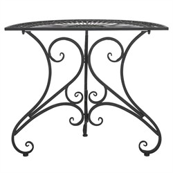 Alessia French Country Black Iron Demilune Outdoor Console Table|