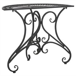 Alessia French Country Black Iron Demilune Outdoor Console Table|
