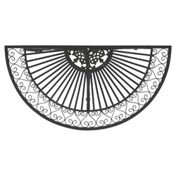 Alessia French Country Black Iron Demilune Outdoor Console Table|