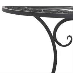 Alessia French Country Black Iron Demilune Outdoor Console Table|