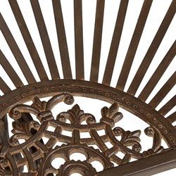 Alessia French Country Rustic Brown Iron Demilune Outdoor Console Table|