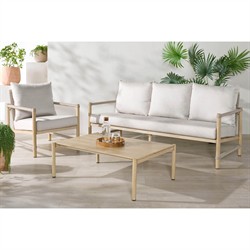 Darla Coastal Beach Natural Wood Rectangular Outdoor Coffee Table|